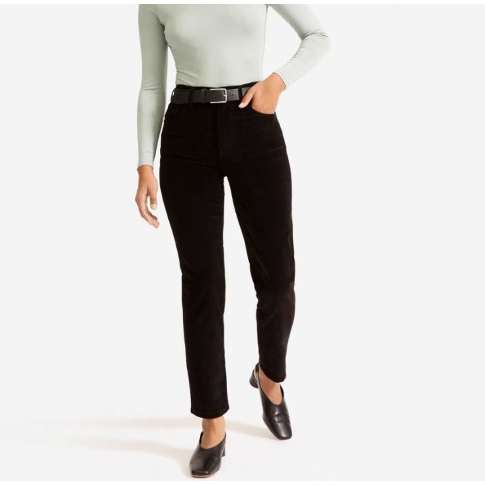 EVERLANE the cheeky straight corduroy pants in black size 23